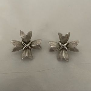 Vintage Trifari Maltese Cross silver clip on earrings